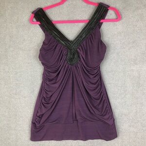 Trixxi Purple and Black V-Neck Y2K sleeves top size M